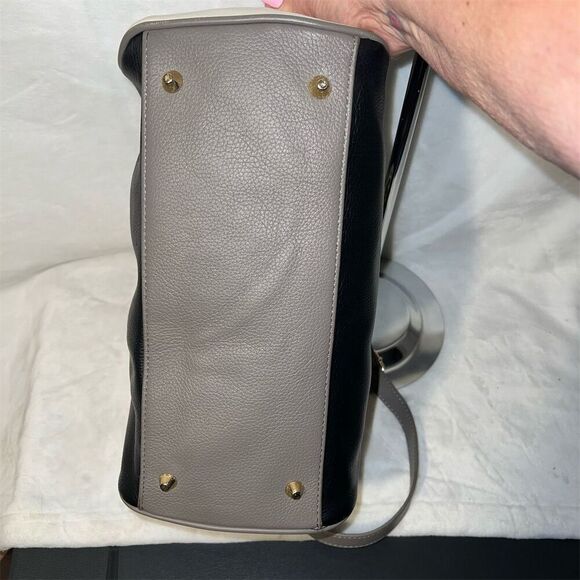 Emma Fox Women's Black, Cream & Taupe Leather Satchel Handbag Medium Size - Picture 7 of 14